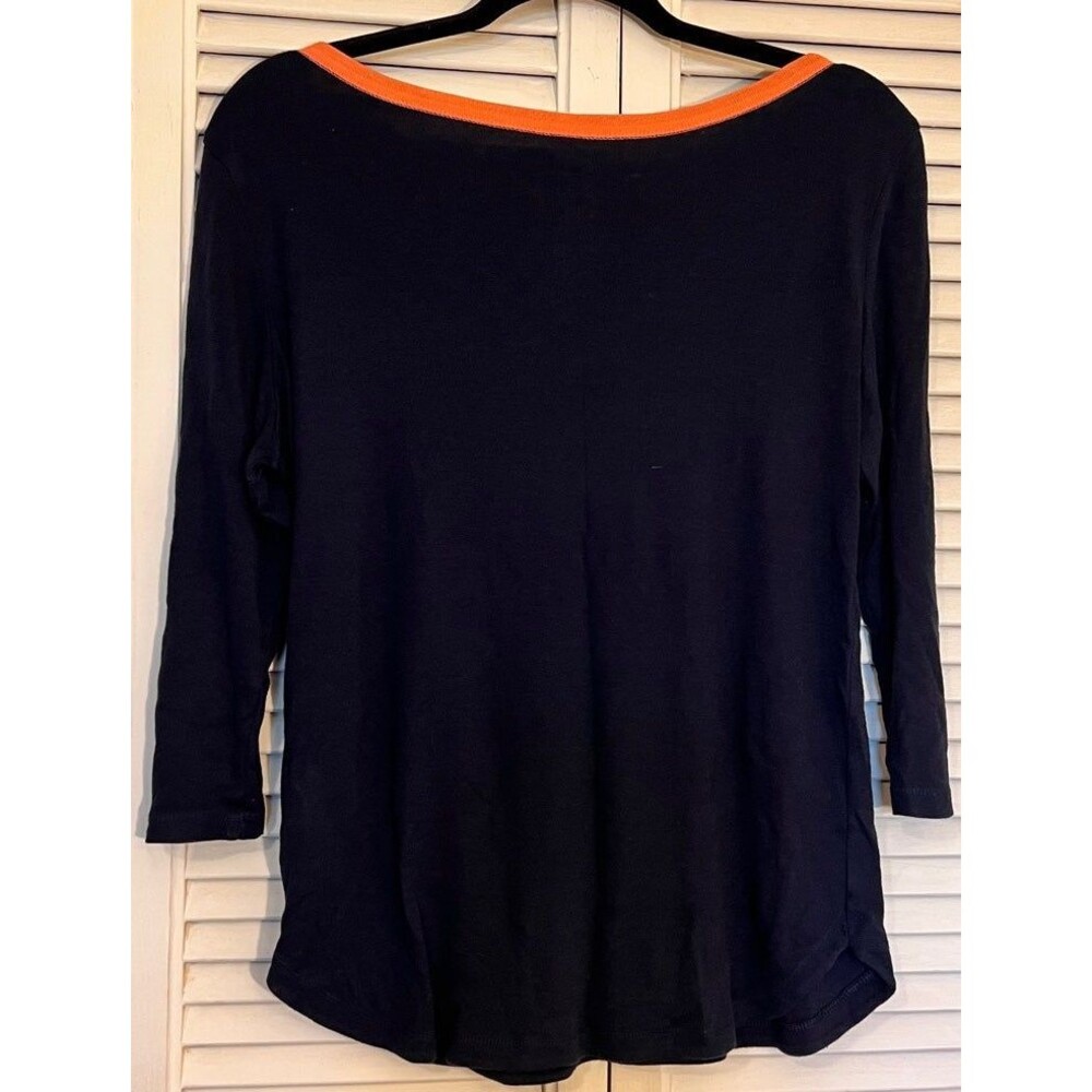 GAP THE BOWERY SUPER SOFT BOATNECK BLUE V-NECK LONG SLEEVE; SIZE MEDIUM - Picture 4 of 4